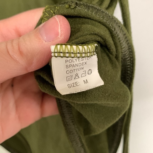 Forest Green Lattice Lace Up Long Sleeve Jersey Knit Body Suit Size M - Picture 6 of 6